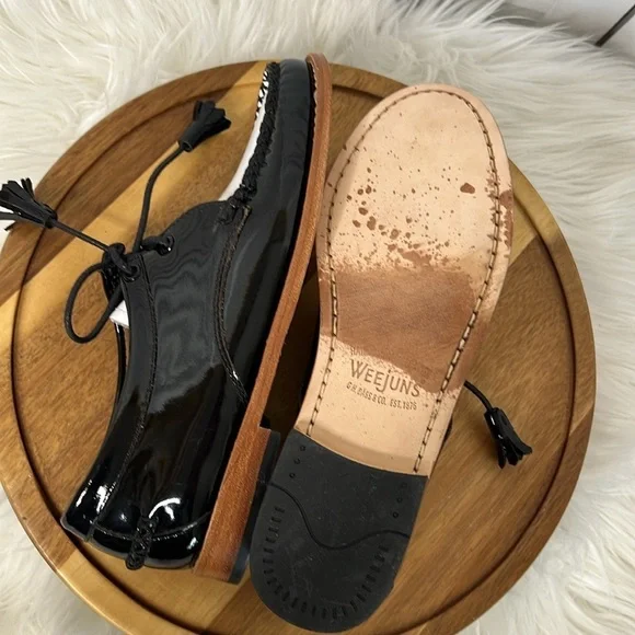 WEEJUNS l G.W. Bass & Co. The Winnie Black White Patent Leather Oxford Size 6 - Picture 9 of 12